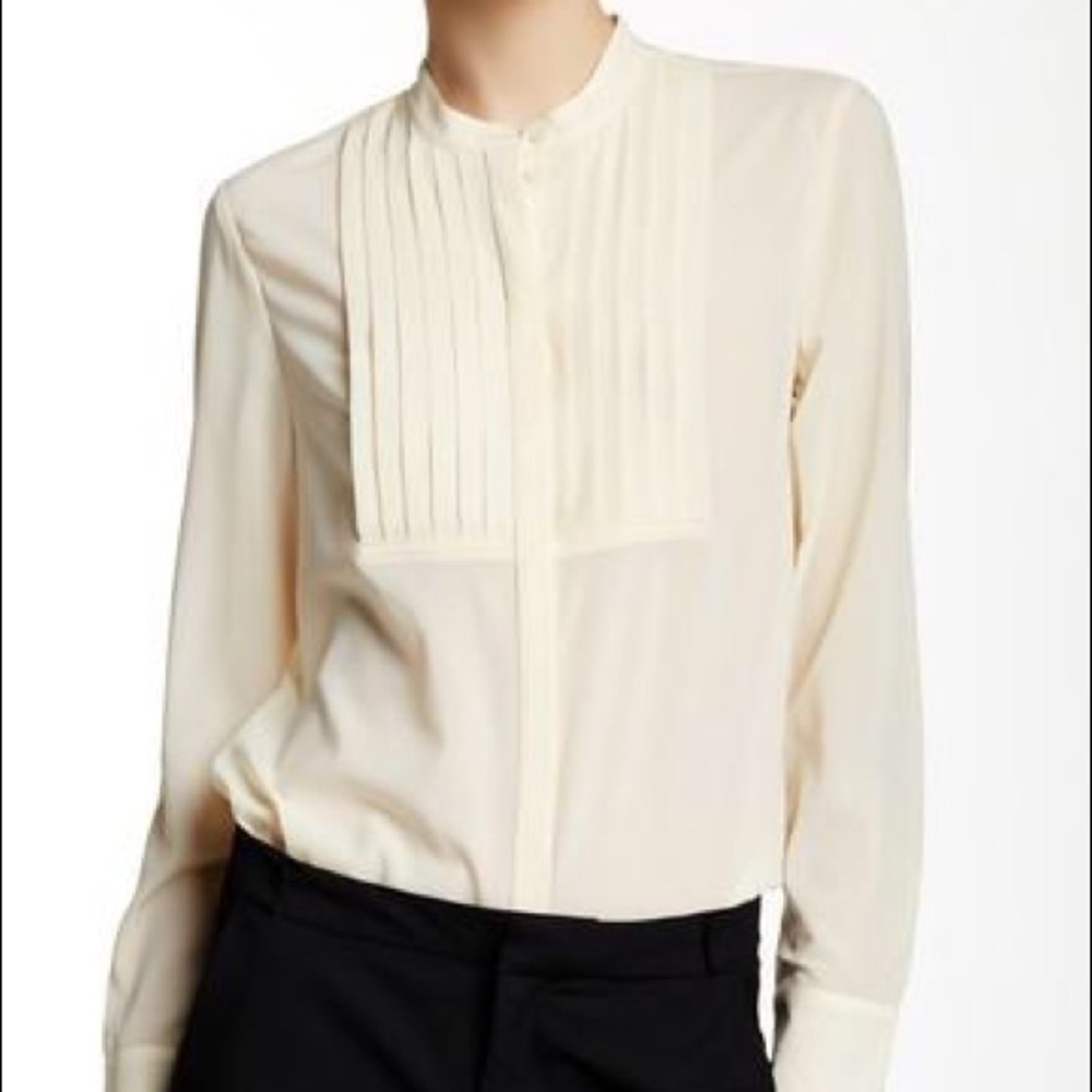 J.Crew Factory Drapey Cream Tuxedo Blouse